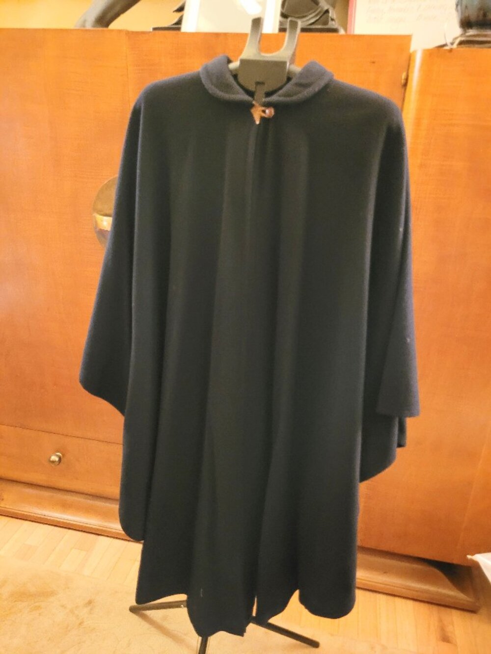 Black Cashmere Cape Coat